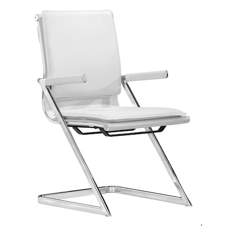 Homeroots 35 x 19 x 22 in. White Faux Leather Z Arm Office Chairs 394936